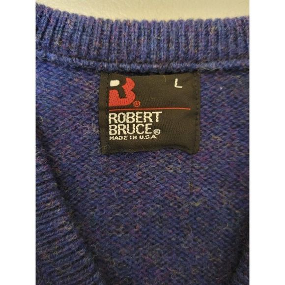 VTG ROBERT BRUCE MEN'S BLUE SWEATER 100% WOOL MADE IN USA SIZE L #893 - Picture 5 of 6